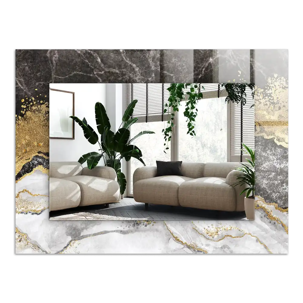Rectangular wall mirror design Marble veins abstract