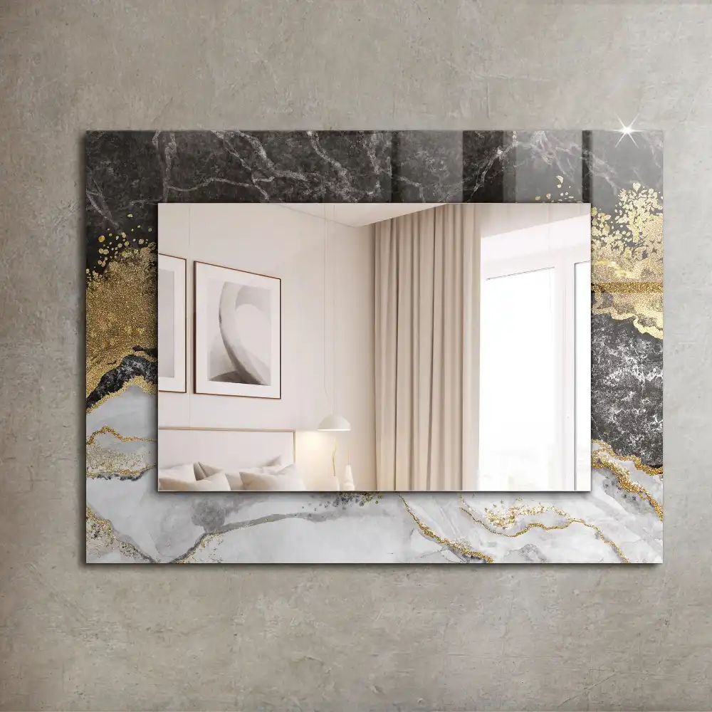 Rectangular wall mirror design Marble veins abstract