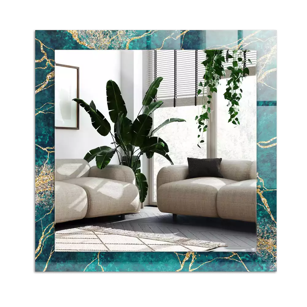 Rectangular mirror print Green marble