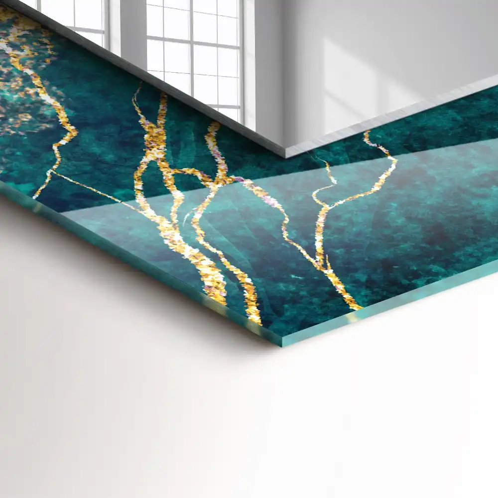 Rectangular mirror print Green marble