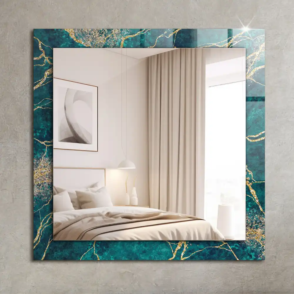 Rectangular mirror print Green marble