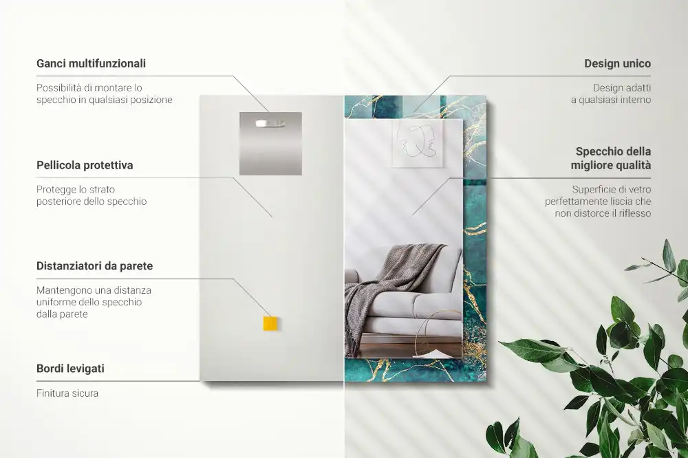 Rectangular mirror print Green marble