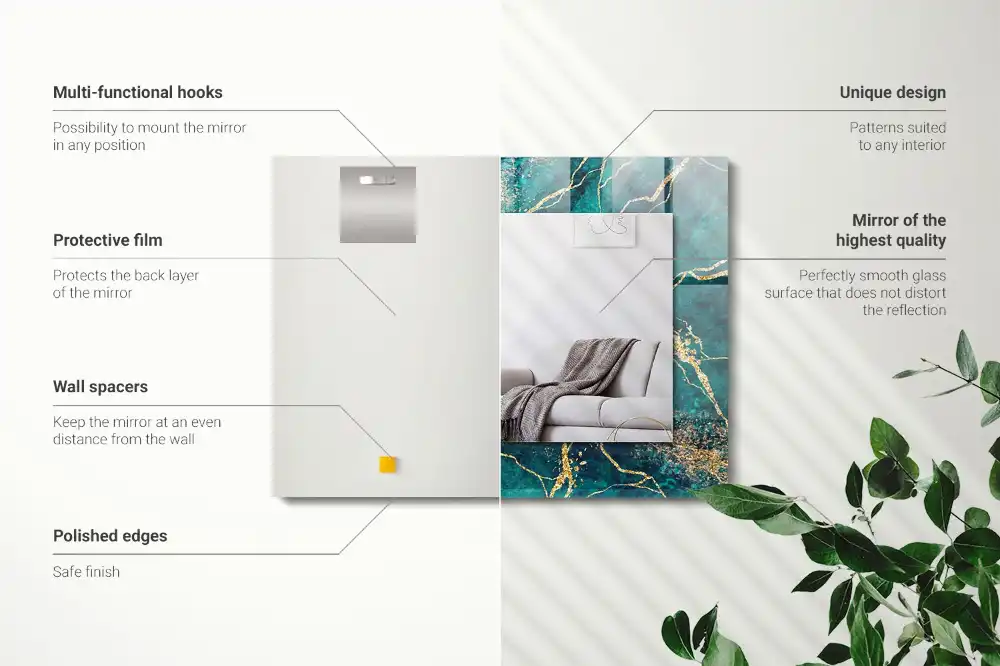 Rectangular mirror print Green marble