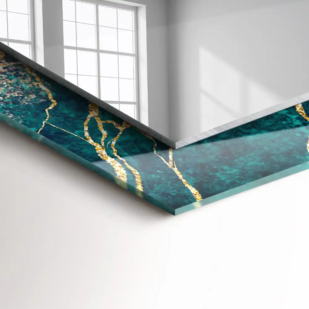 Rectangular mirror print Green marble