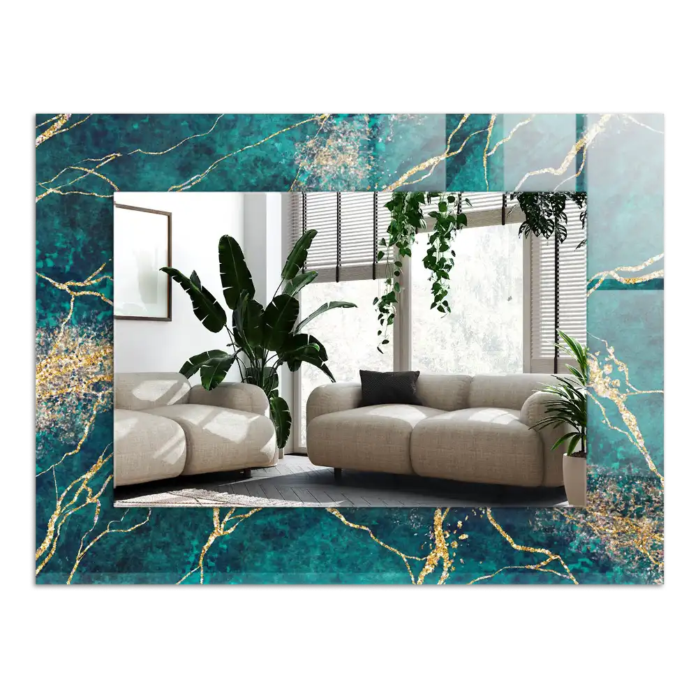 Rectangular mirror print Green marble