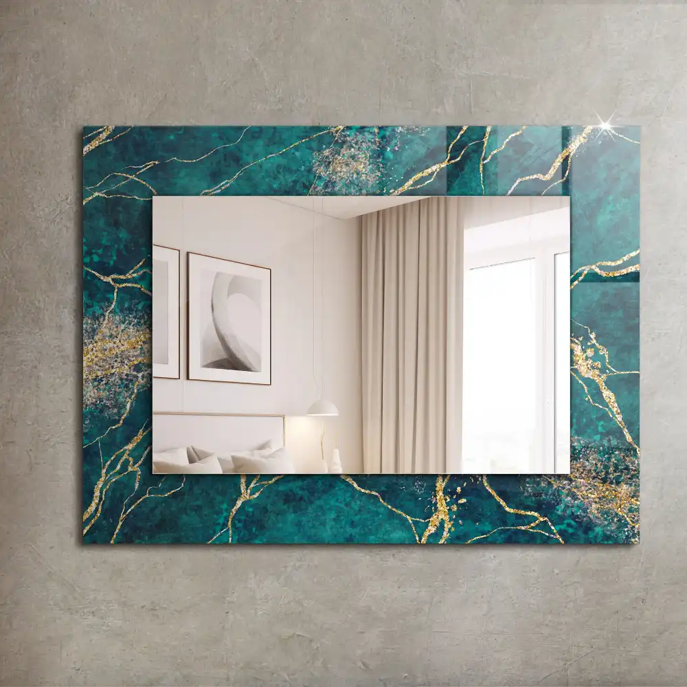 Rectangular mirror print Green marble