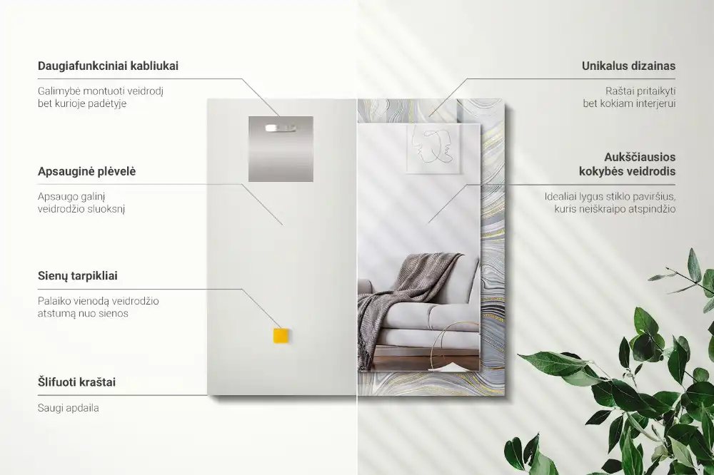 Rectangle decorative mirror Abstract Marble Patterns