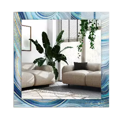 Rectangular wall mirror design Abstract blue waves
