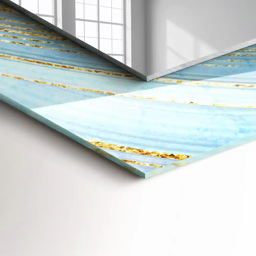 Rectangular wall mirror design Abstract blue waves