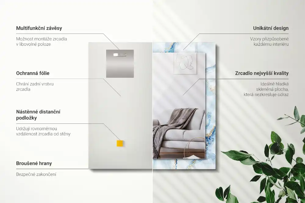 Rectangular decorative mirror Abstract Marble Pattern