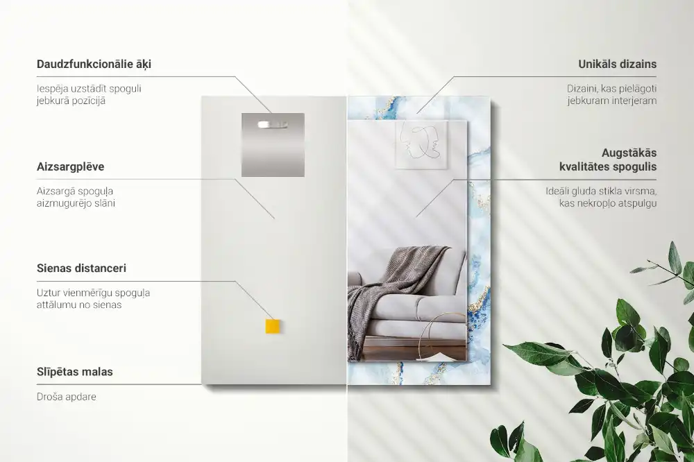 Rectangular decorative mirror Abstract Marble Pattern