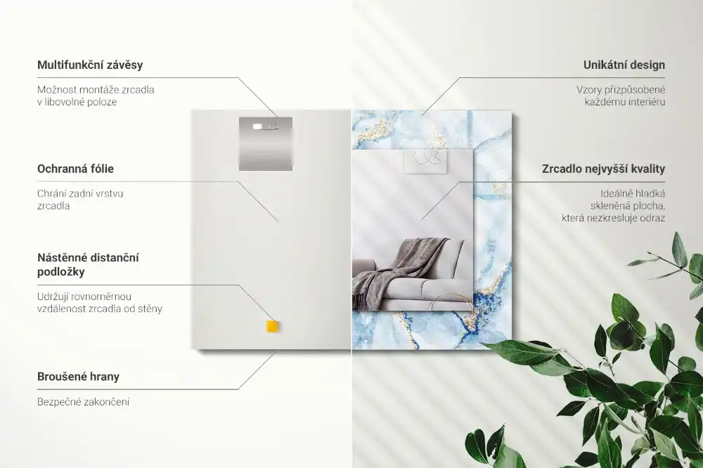 Rectangular decorative mirror Abstract Marble Pattern