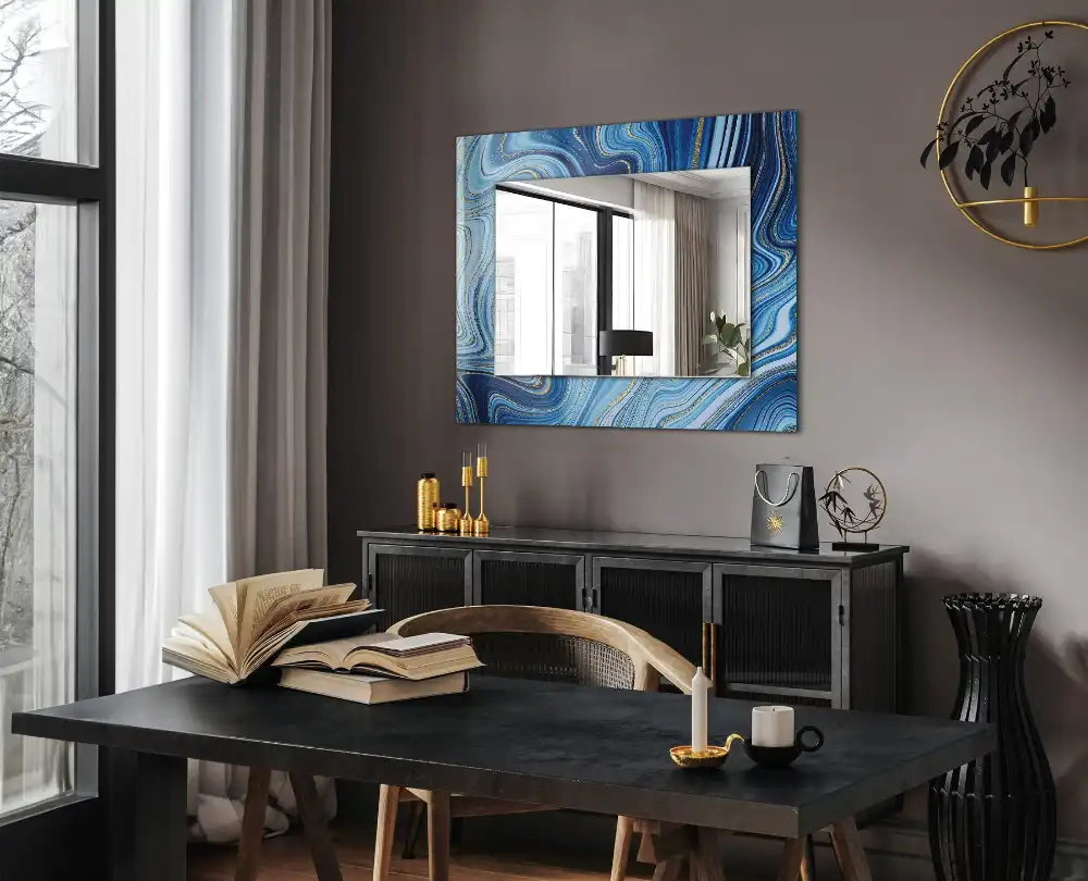 Rectangular mirror print Abstract blue pattern