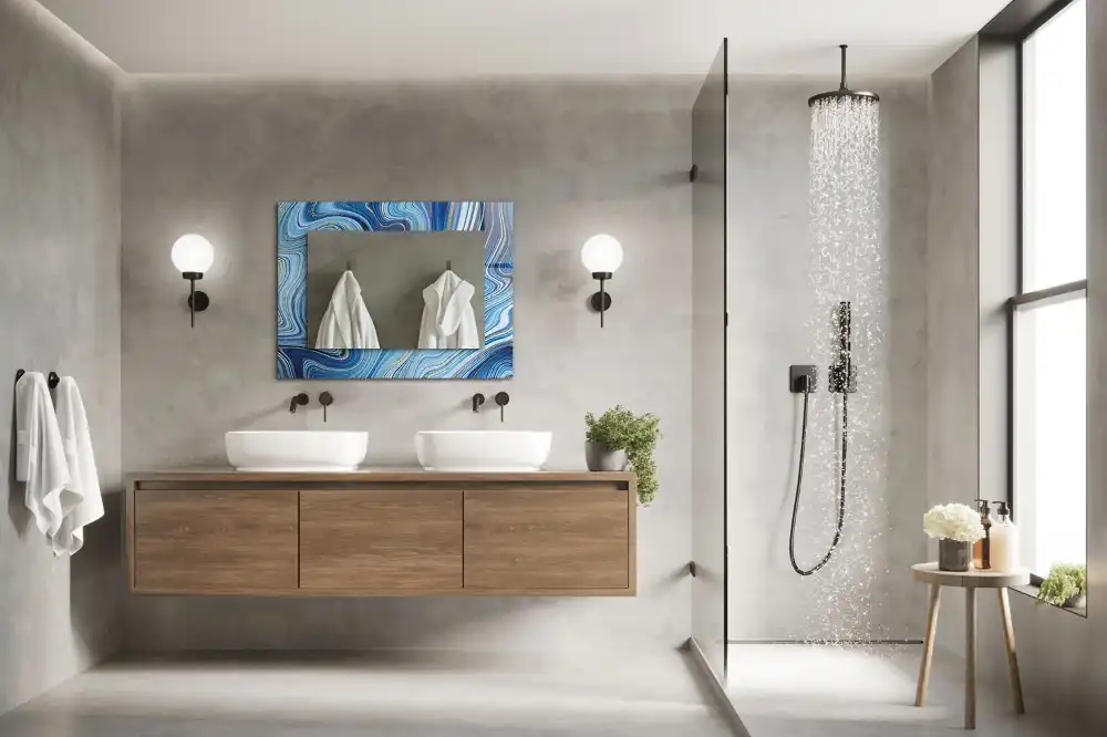 Rectangular mirror print Abstract blue pattern