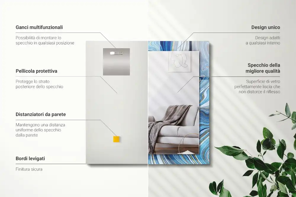 Rectangular mirror print Abstract blue pattern