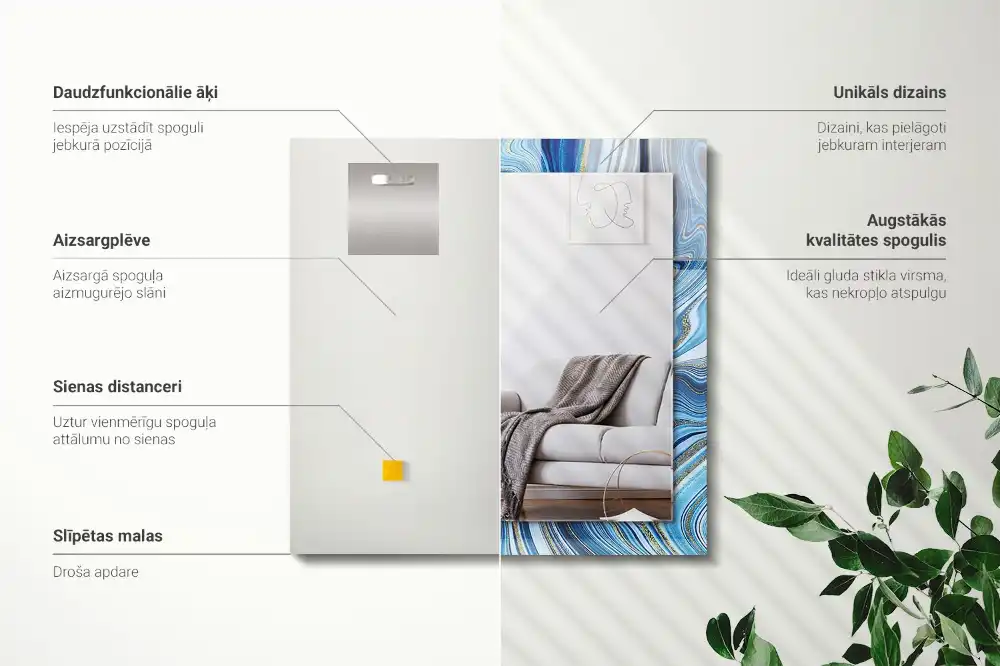 Rectangular mirror print Abstract blue pattern