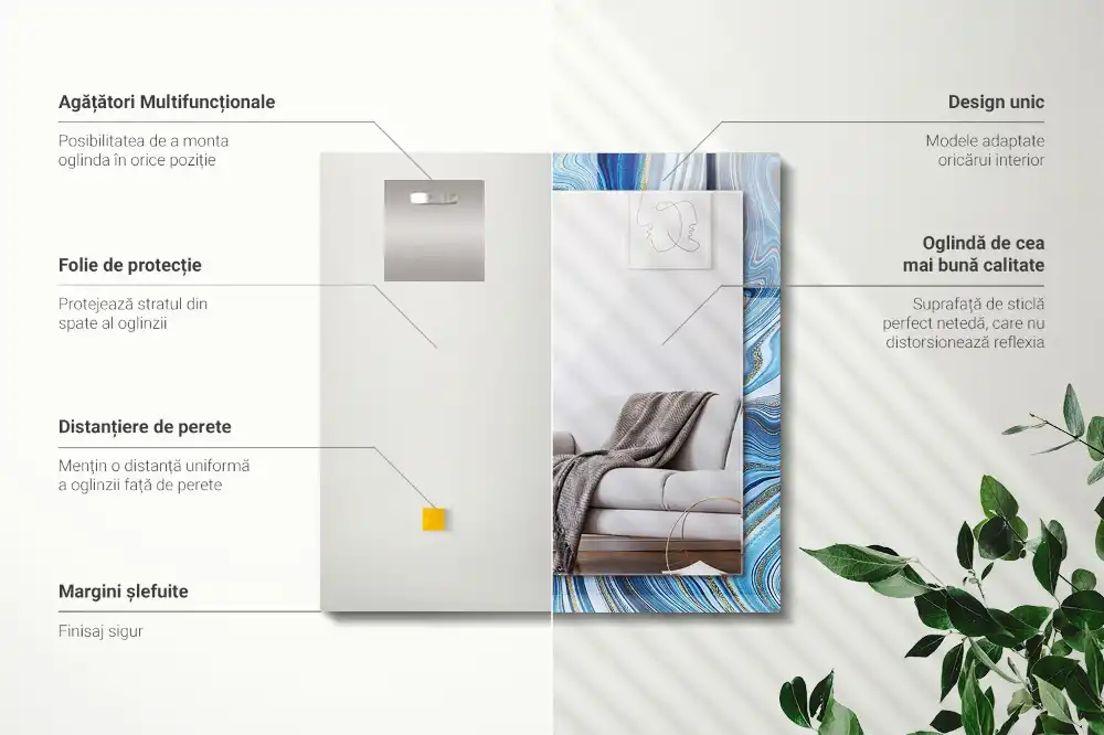 Rectangular mirror print Abstract blue pattern