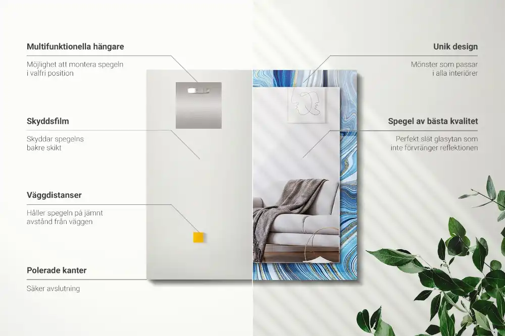 Rectangular mirror print Abstract blue pattern