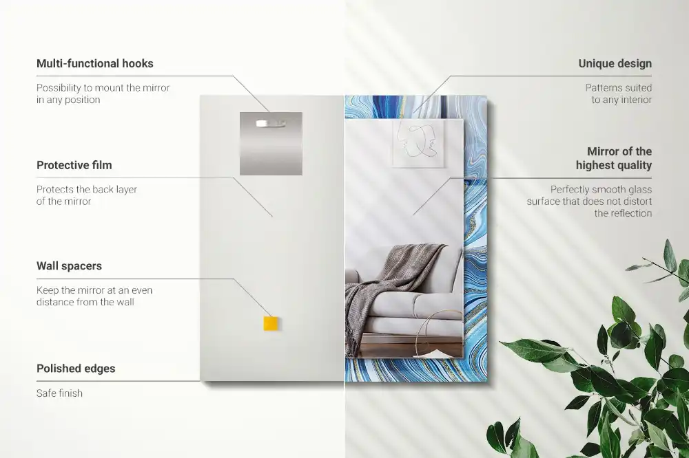 Rectangular mirror print Abstract blue pattern