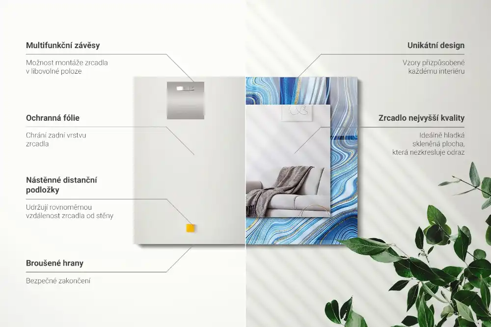 Rectangular mirror print Abstract blue pattern