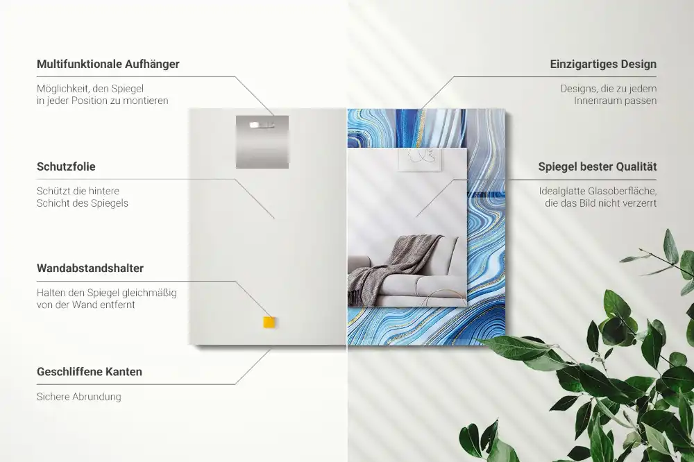 Rectangular mirror print Abstract blue pattern