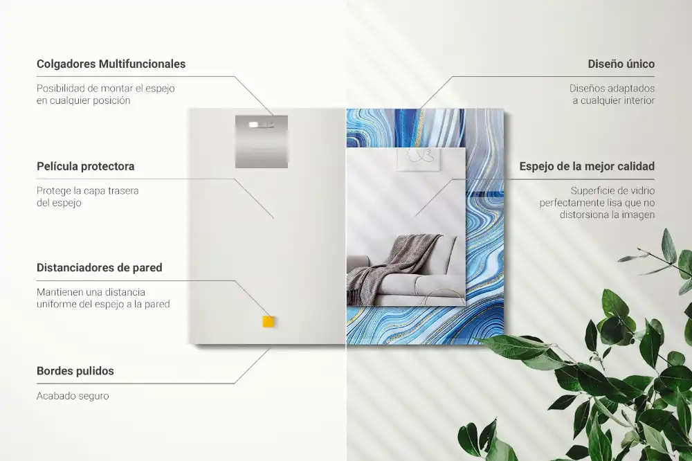 Rectangular mirror print Abstract blue pattern