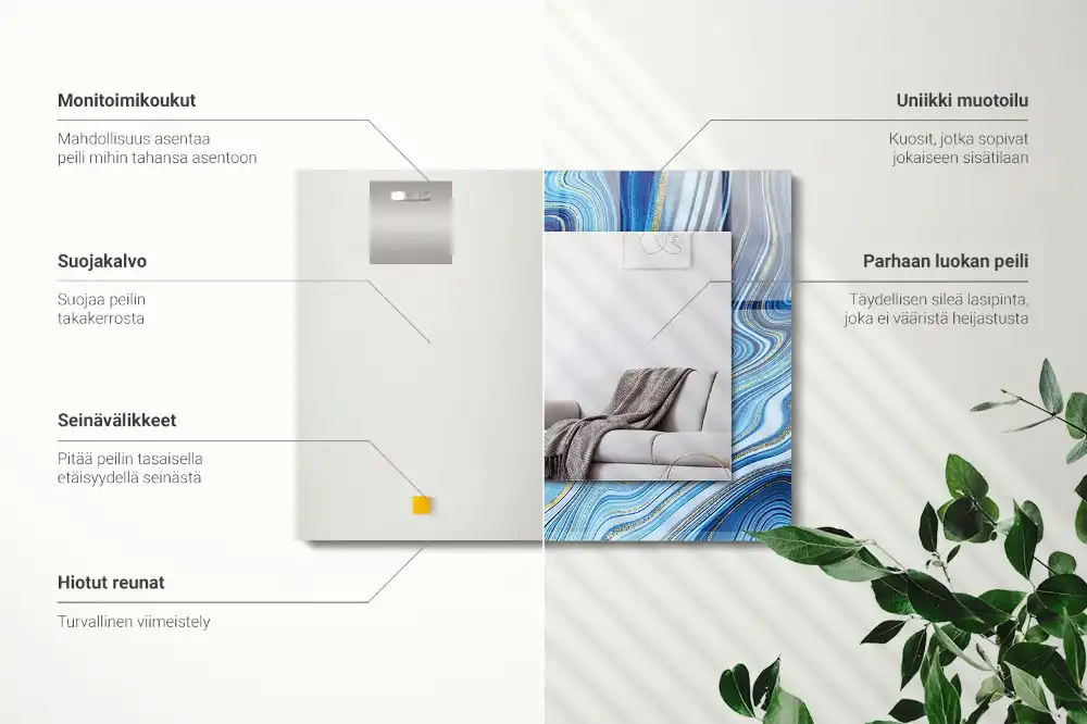 Rectangular mirror print Abstract blue pattern