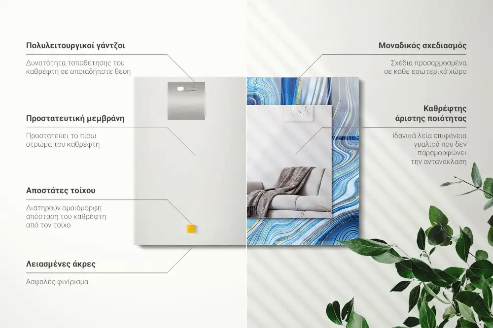 Rectangular mirror print Abstract blue pattern