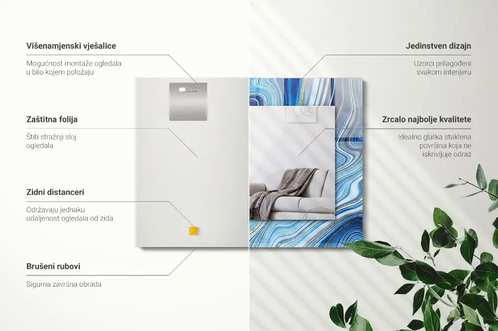 Rectangular mirror print Abstract blue pattern