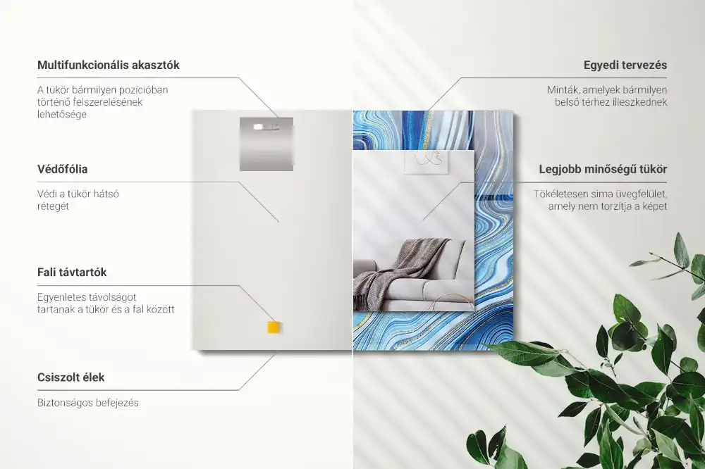 Rectangular mirror print Abstract blue pattern