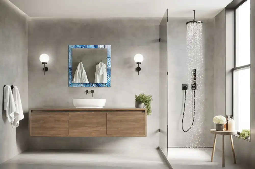 Rectangular mirror print Abstract blue pattern