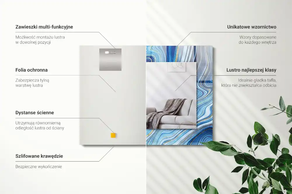 Rectangular mirror print Abstract blue pattern