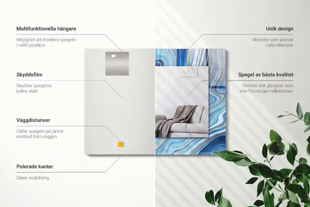 Rectangular mirror print Abstract blue pattern