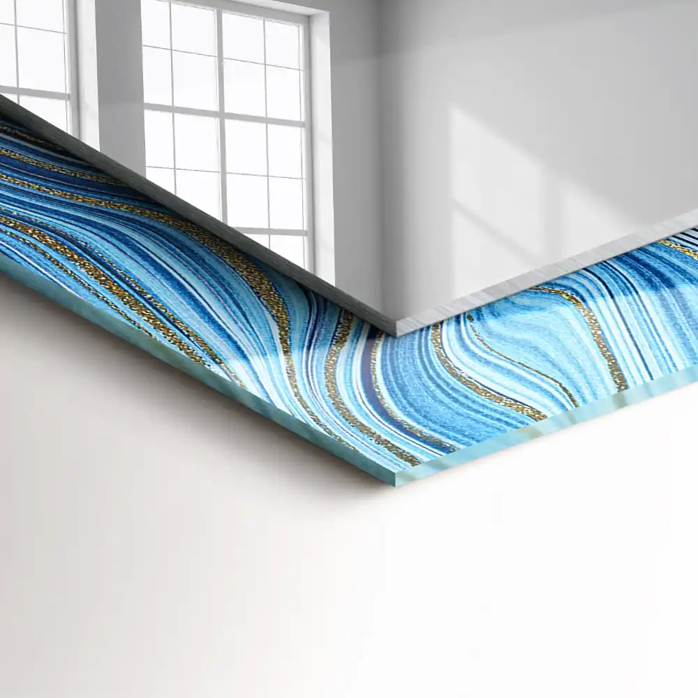 Rectangular mirror print Abstract blue pattern