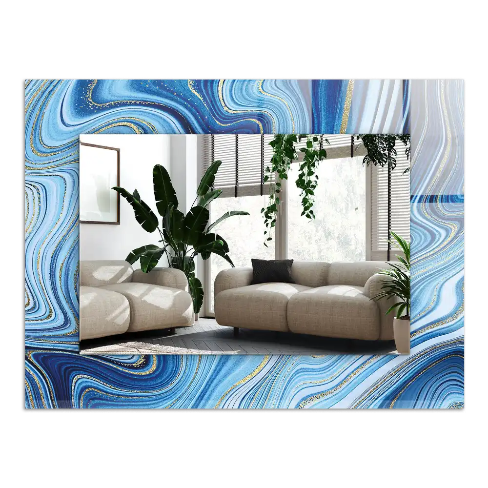 Rectangular mirror print Abstract blue pattern