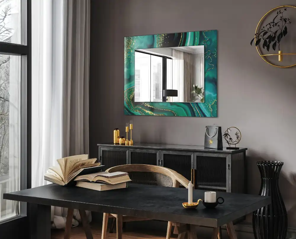 Rectangle decorative mirror Abstract green texture