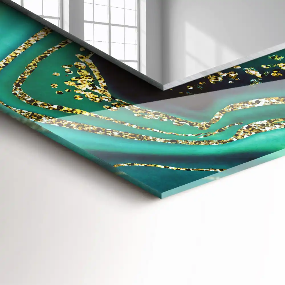 Rectangle decorative mirror Abstract green texture