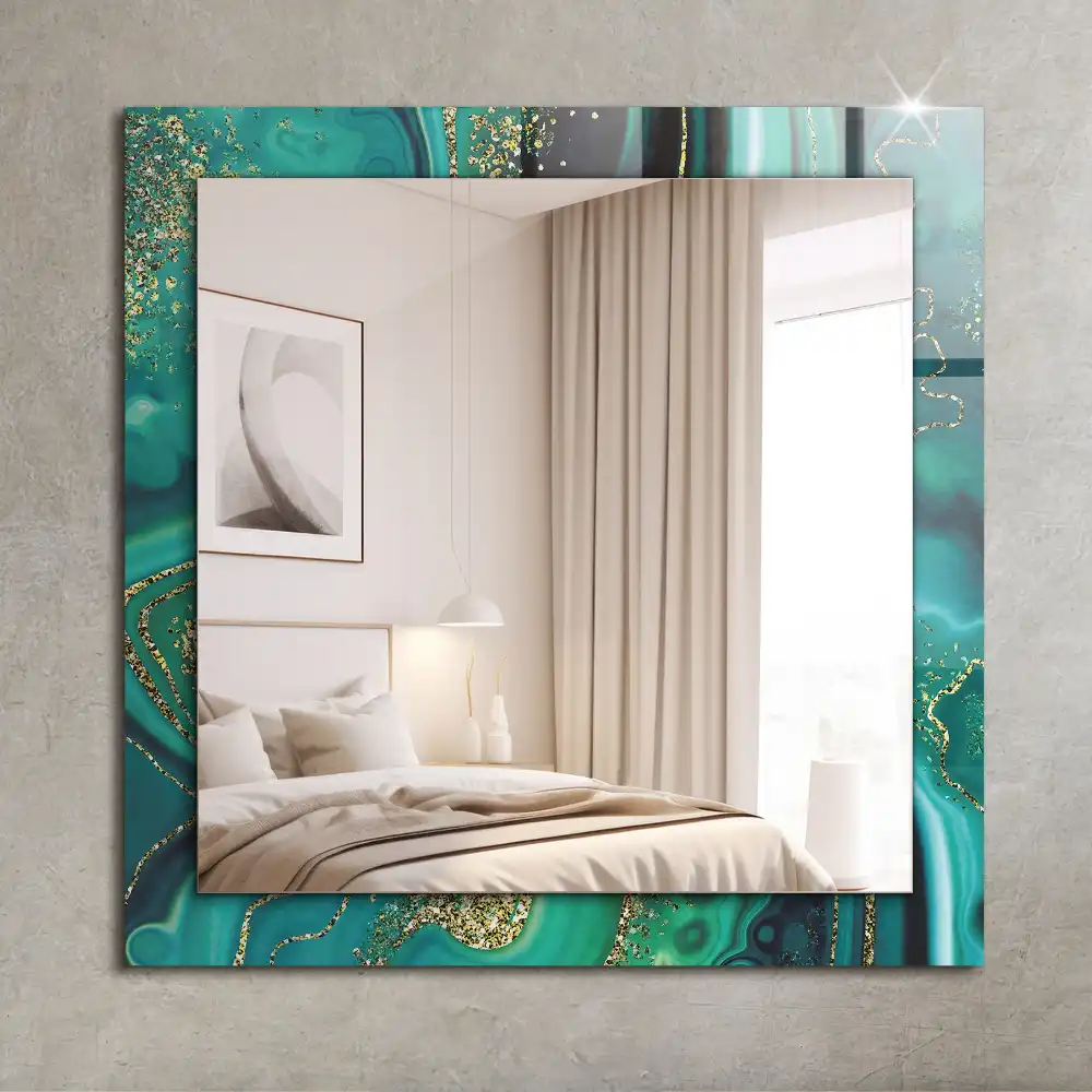 Rectangle decorative mirror Abstract green texture
