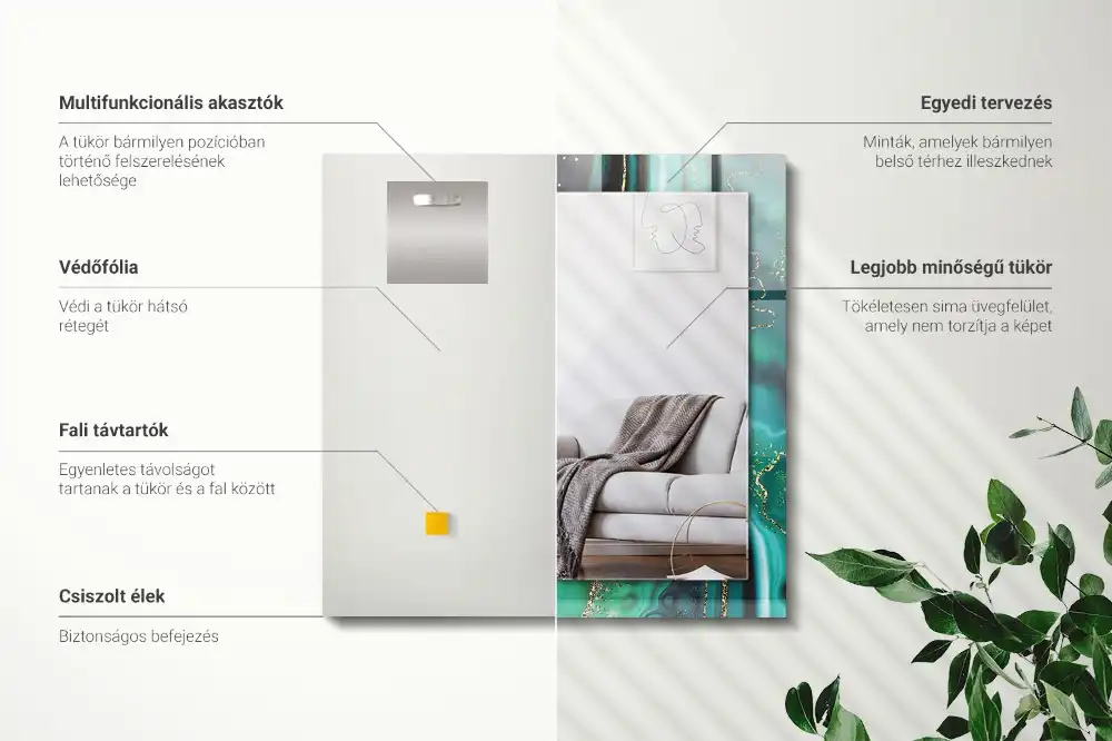 Rectangle decorative mirror Abstract green texture