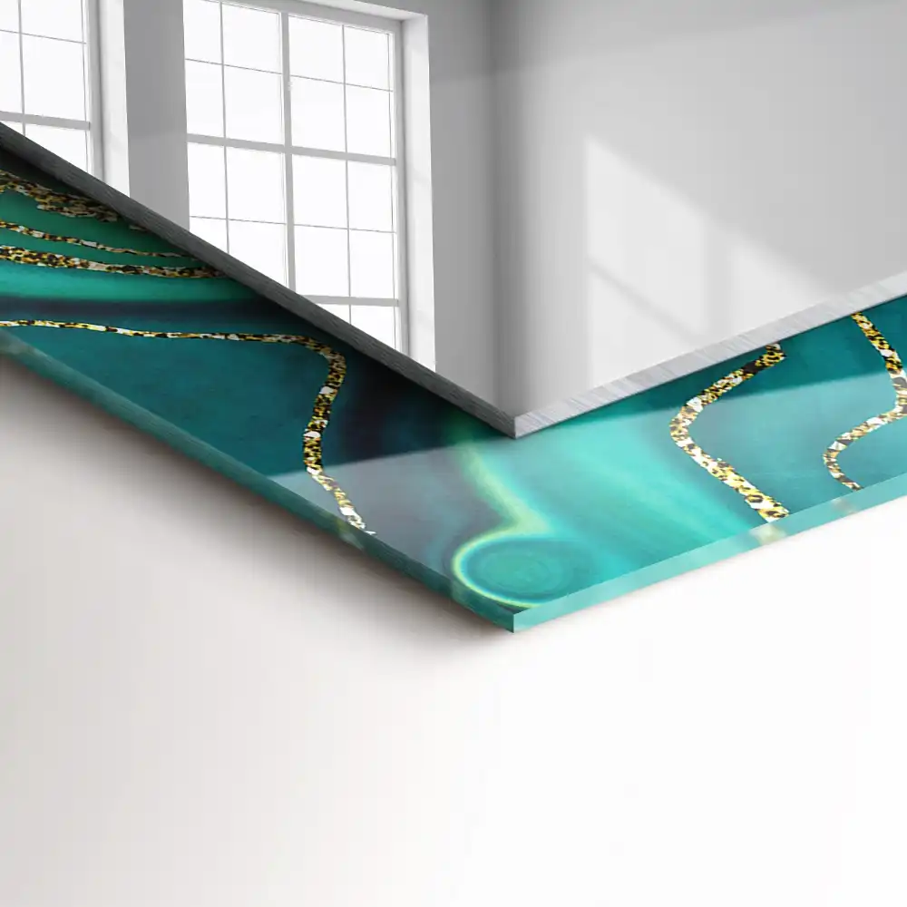 Rectangle decorative mirror Abstract green texture