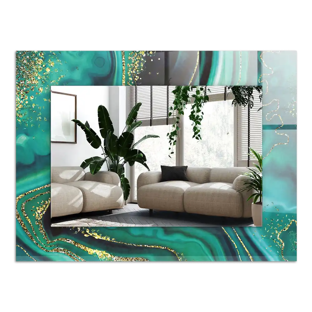 Rectangle decorative mirror Abstract green texture