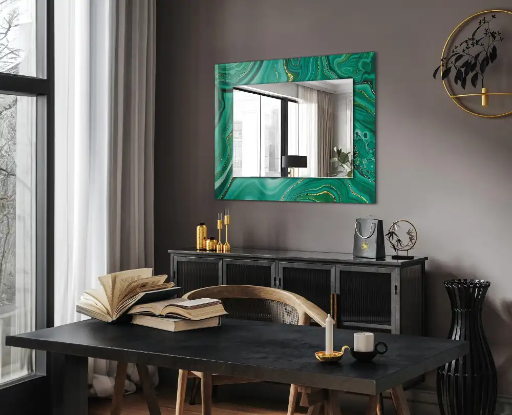 Rectangular wall mirror design Abstract green texture