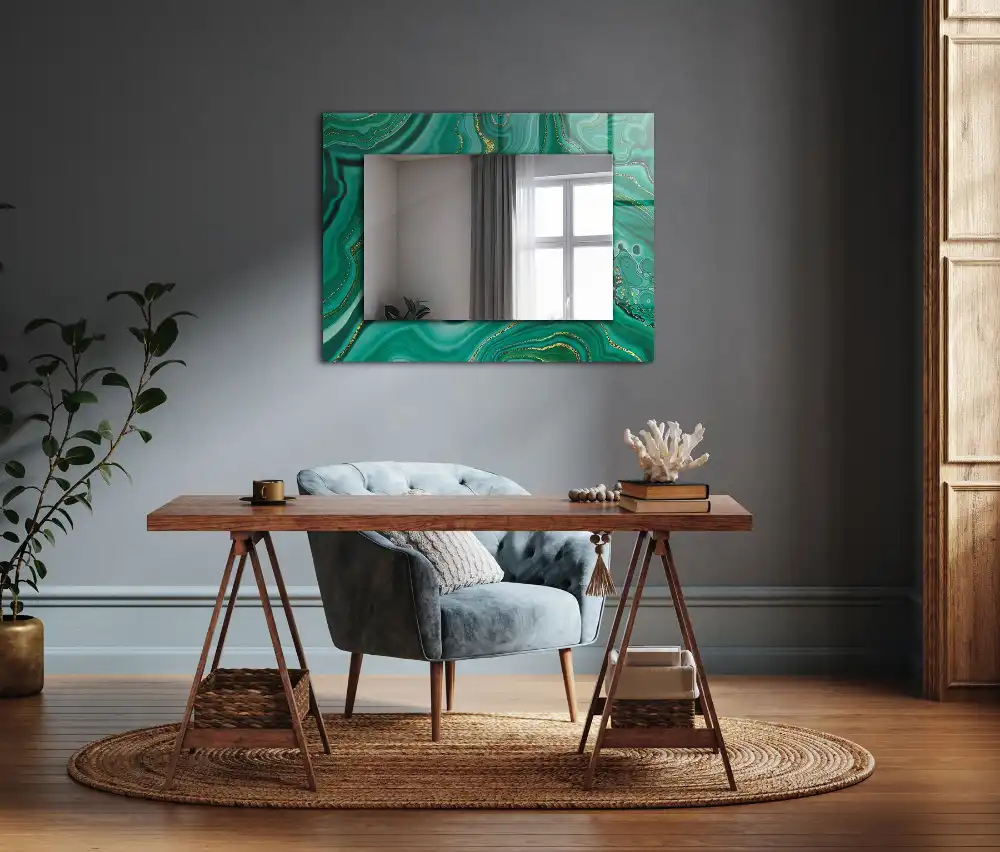 Rectangular wall mirror design Abstract green texture