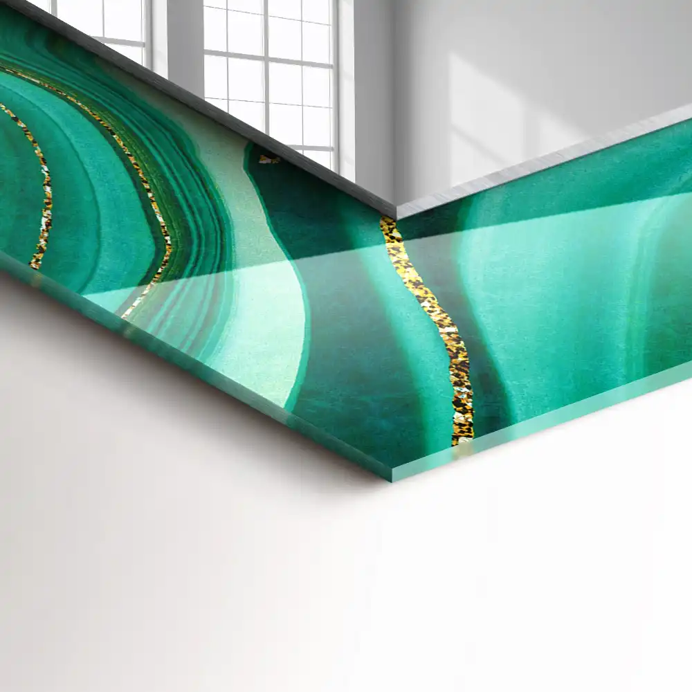 Rectangular wall mirror design Abstract green texture