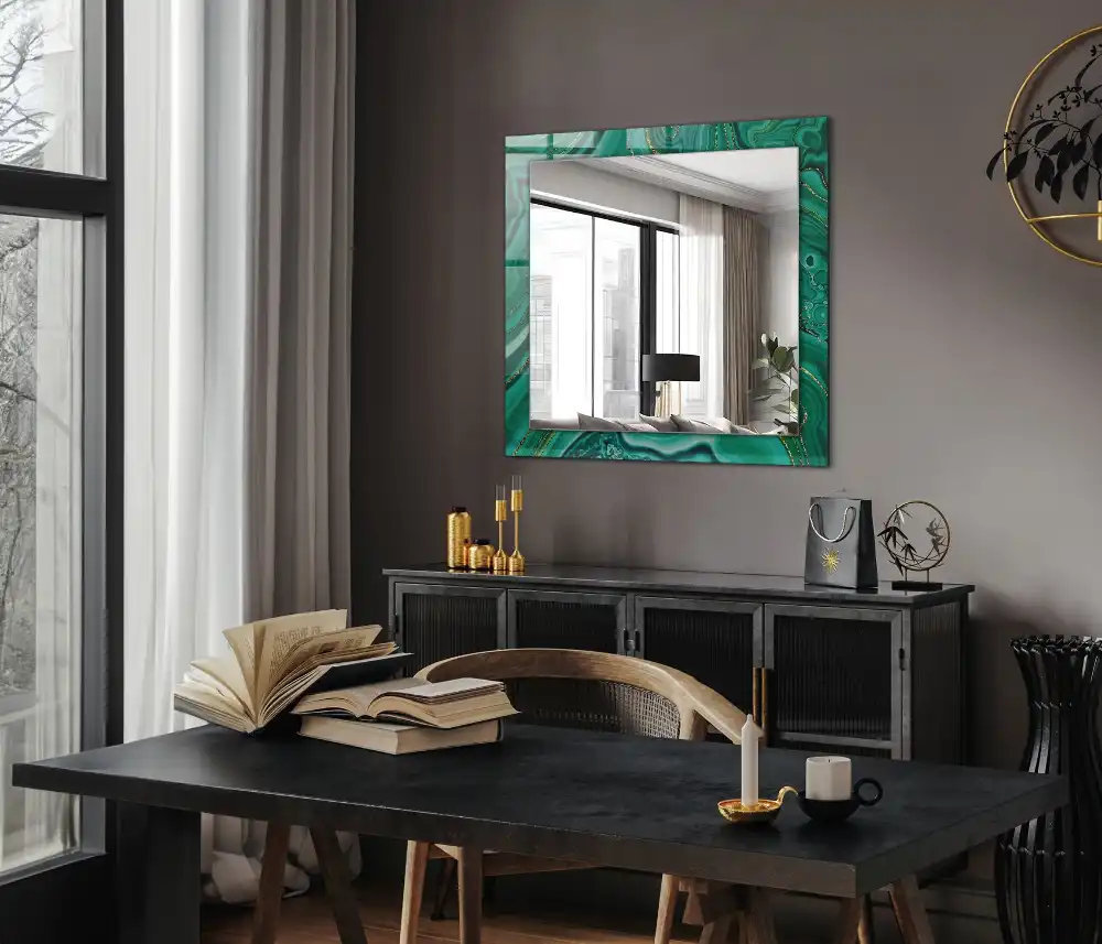 Rectangular wall mirror design Abstract green texture