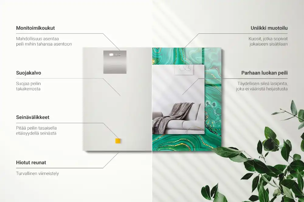 Rectangular wall mirror design Abstract green texture