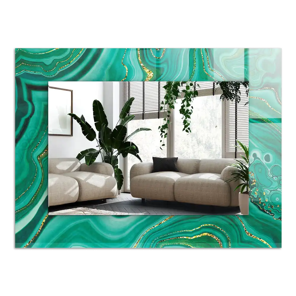 Rectangular wall mirror design Abstract green texture