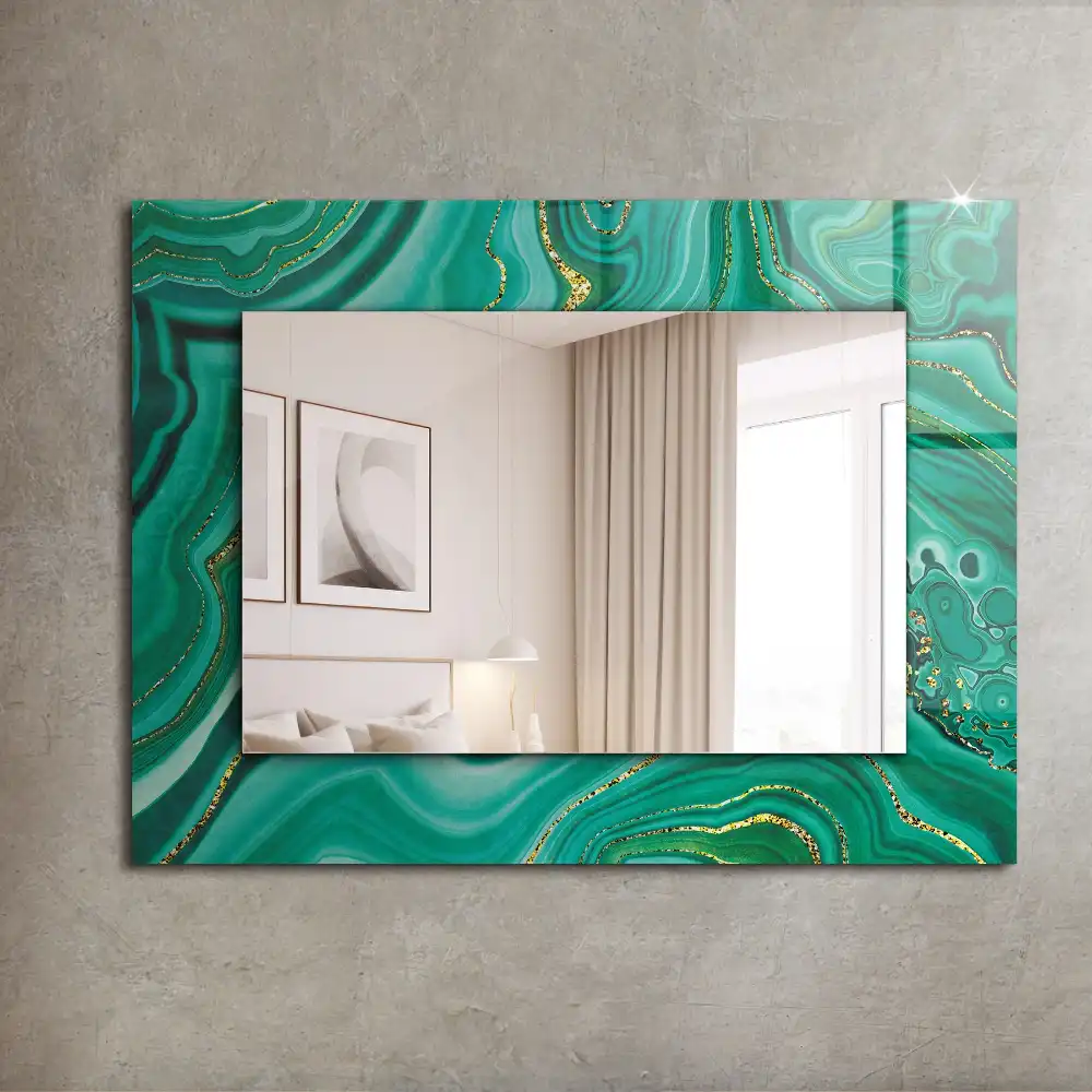 Rectangular wall mirror design Abstract green texture