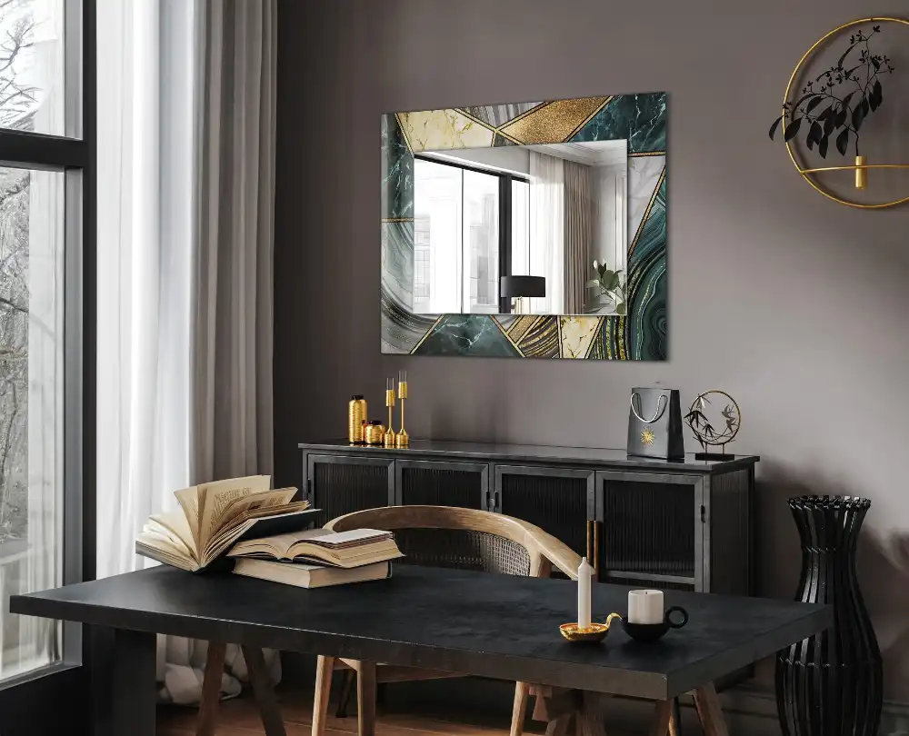Rectangular decorative mirror Abstract geometric patterns