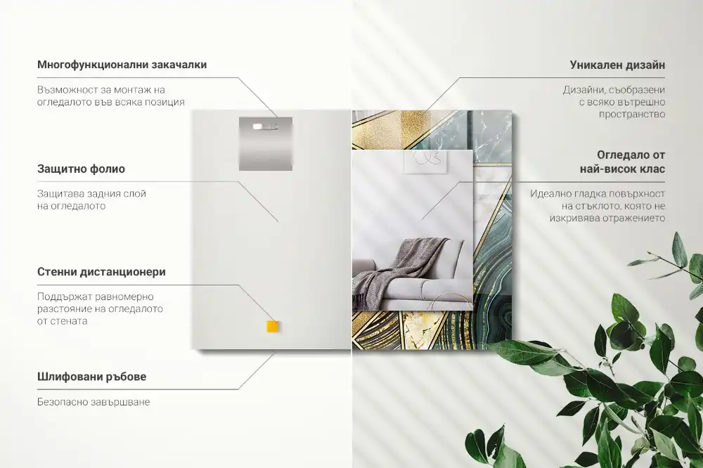 Rectangular decorative mirror Abstract geometric patterns